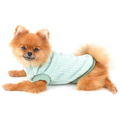 SMALLLEE_LUCKY_STORE Gerippter Fleece-Pullover für kleine Hunde, Katzen, Welpen, Yorkie, Chihuahua, warme Winterkleidung