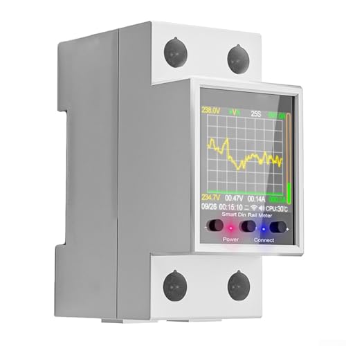 HOHOVYVY Contador de electricidad, lectura WiFi, carriles DIN, medidor de energía 100 A, con protección de corriente residual y para interruptor inteligente Tuya (no WiFi)