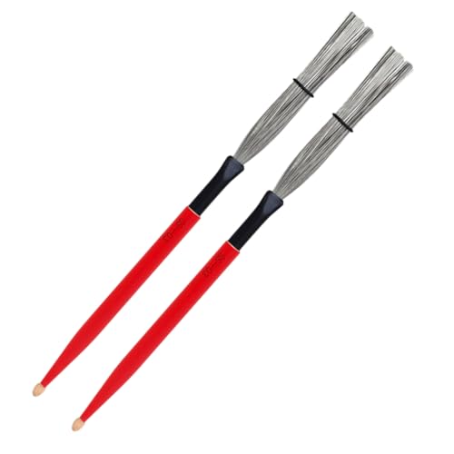 Milisten 1Pair Portable Steel Wire Drum Brush with Maple Handle for Drumming Jazz and Percussion Instruments of High Performance Brushes for Crisp and Soft Tones