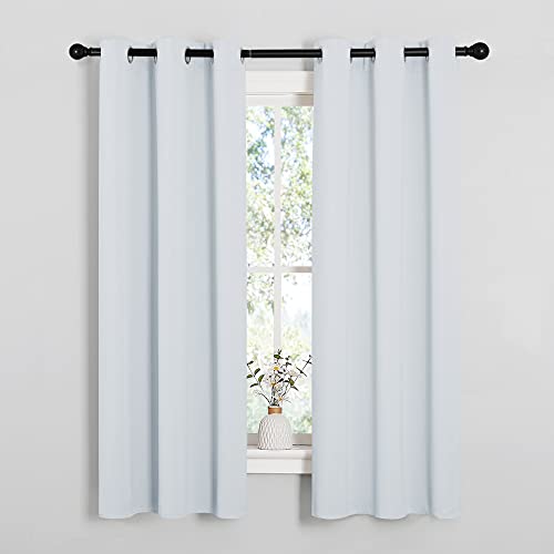 Image of NICETOWN Room Darkening Draperies Curtains Panels, Window Treatment Thermal Insulated Grommet Room Darkening Curtains /Drapes for Bedroom (Greyish White, 2 Panels, 34 by 63)