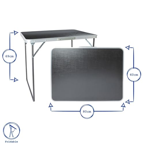 Harbour Housewares Folding Table - 80cm x 60cm - Black - Small Metal Trestle Tables Foldable Portable Side Table for Indoor, Outdoor, Garden, BBQ, Pinic, Dining, Camping - Image 3