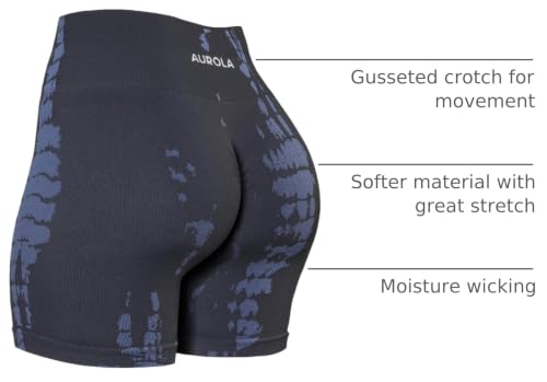 Image of AUROLA Serpent Seamless Scrunch Workout Shorts for Women,Tummy Control Squat Proof Ribbed Thick Active Gym Short