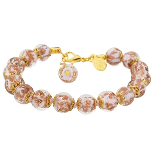 GlassOfVenice Murano Glass Sommerso Bracelet - Pink2