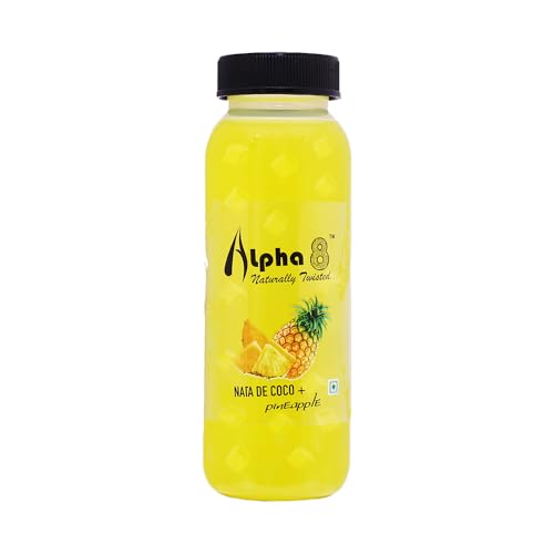 Image of Alpha8 Pineapple Juice Drink with Nata de Coco Chunks | Sip & Chew Fruit Beverage | 200ml Bottles (Pack of 6)