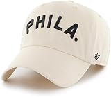 47 MLB Natural Script Team Color Wordmark Logo Clean Up Adjustable Hat Cap, Adult One Size - Philadelphia Phillies - Natural