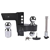 AP03 Black Adjustable Trailer Hitch 2.5 Inch Receiver 6 Inch Drop Rise Heavy Duty Aluminum Drop Hitch 18500 LBS GTW Compatible With Automotive Vehicle Models For Part Number AP03