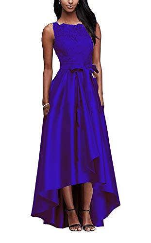 Snow Lotus Damen High Low Spitze Mutter der Braut Kleid Applique Abend Ballkleid A Linie Gr. 44, königsblau Cover