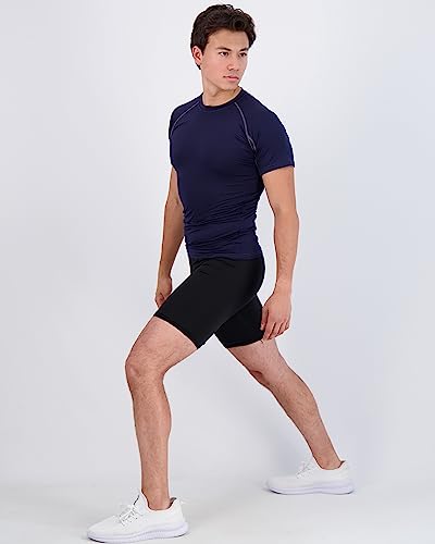 4 Pack: Mens Short Sleeve Shirts Compression Shirt Base Layer Men Tight Thermal Undershirt Active Fitness Training Athletic T-Shirt Quick Dry Fit Workout Sports Rashguard Gym Running Top - Set 7, Xl #TOP4