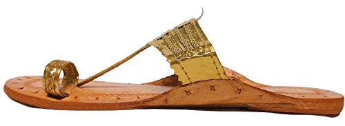 EthnicVibes Kolhapuri - Scarpe basse da donna in pelle morbida Chappal etnico indiano Jutti Khussa ST413