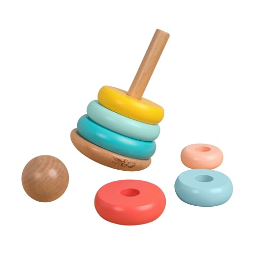 Owl & Fox Shape Stacking Wooden Topple Tower, Traditional Stacking Montessori Developmental Toy for Infants and Toddlers 12 months+, FSC Certified, 19.5 (h) x 10 cm - Image 3