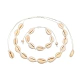 pulsera conchas mar  JZTRADING Collar Conchas Pulsera Conchas Collar Conchas Mujer Pulsera De Concha Ajustable Collar De ClavíCula De Concha para Mujer, JoyeríA De Playa White
