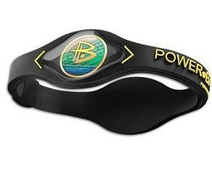 Power Balance Silicone Wristband Black with Yellow - LARGE