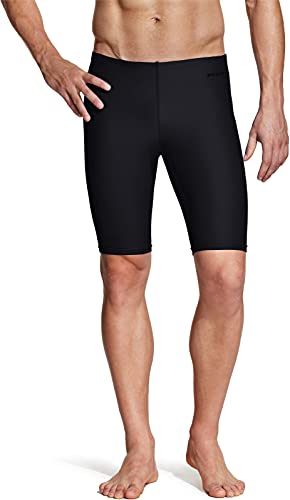 Tsla Men's Swim Jammers, Athletic Racing Swimming Shorts Trunks, Upf 50+ Sun Protection Endurance Triathlon Swimsuit, Classic Black, 38 #TOP4