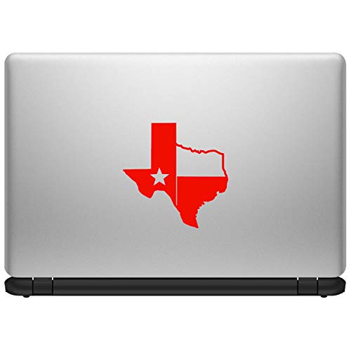 Image of TX Flag Shaped Like Texas [Pick Color] Vinyl Transfer Sticker for Laptop /Car /Truck /Window /Bumper (5 inch x 5 inch, Red)