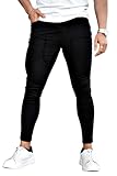 GINGTTO Black Skinny Jeans for Men Stretch Fashion Denim Jeans Pants 34