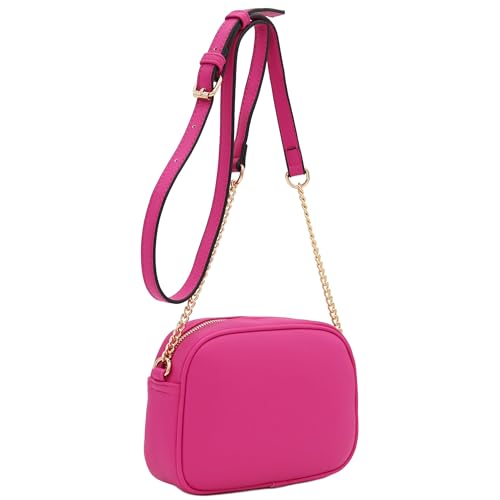Image of FashionPuzzle Chevron Quilted Crossbody Camera Bag with Chain Strap and Tassel