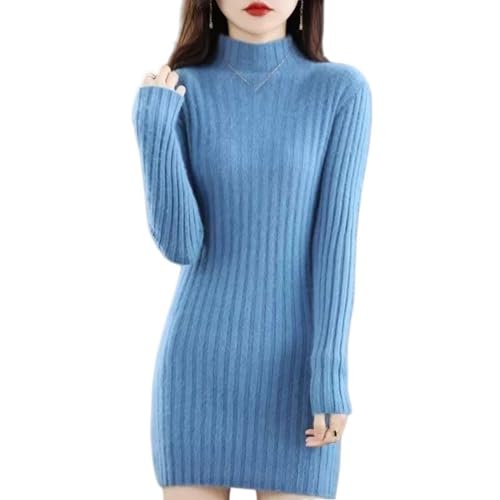 Robe tricotée haut de gamme à col montant et coupe fluide mi-longue