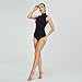 SUPRNOWA Women 's Sleeveless Turtleneck Top Bodysuit Mock Neck Stretchy Leotard Jumpsuit Body Suit with Zipper for Dance Gymnastics Cheerleading Fashion (X-Large, Black)