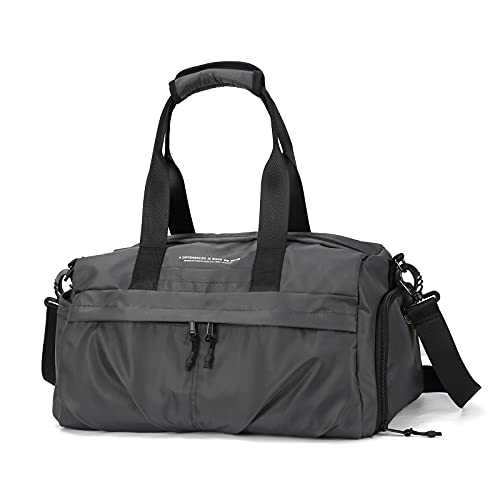 Petit sac de sport imperméable pour homme et femme avec compartiment à chaussures, poche humide et sangle réglable, gris, petit Cover