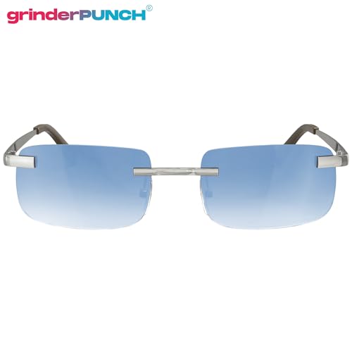 Image of grinderPUNCH Small Slim 90's Popular Nineties Rectangular Sunglasses Clear Rimless Eyewear
