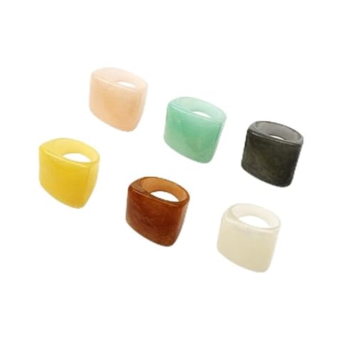 6Pcs Acrylic Resin Chunky Rings for Women Teen Girls Multicolor Acrylic Plastic Rings Set Colorful Statement Rings Boho Stackable Rings Thick Dome Heart Finger Rings Jewelry Present (Multiple colors, Set of 6)