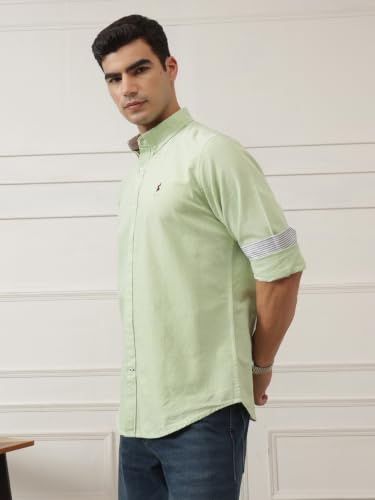 Image of Thomas Scott Men's Cricket Club Collection Classic Regular Fit Twill Shirt | 100% Cotton Long Sleeve Solid Shirt with Button Down Collar (Available in Plus Size)