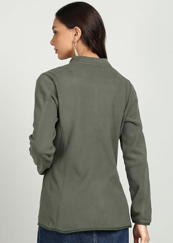 Image of Alan Jones Clothing Women's Standing Collar Zipper Fleece Standard Length Jacket