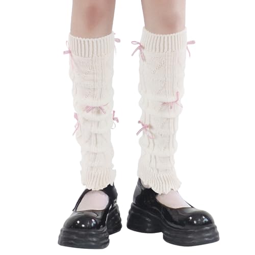 Junely Leg Warmers for Women Kawaii Leg Warmer Cute Legwarmers with Bows Cutecore Lolita Harajuku Gyaru Japanese Accessories White