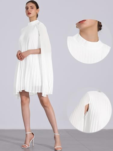 Image of Allegra K Women Chiffon Pleated Flowy Cloak Sleeve Cape Knee Length Dress