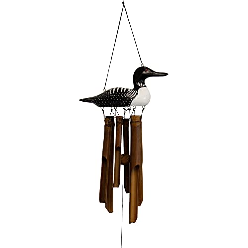 Loon Wind Chime Bamboo Handcrafted Natural Finish Outdoor Garden Decor Handmade Gift Idea Natural Sustainable Father's Day Bird Present for Friend