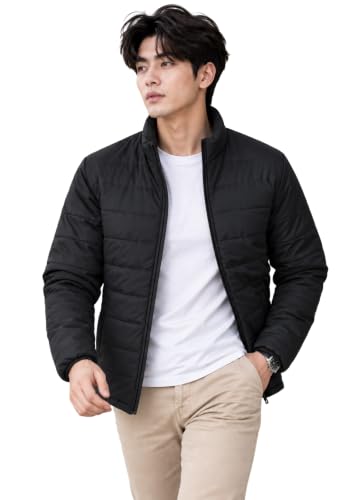 Image of TAGAS JACKET|mans Winter Puffer Jacket| Men's Solid Black Quilted Puffer Jackets | Lightweight Warm Winter Wear | Full Sleeve Front Zip Closure | Casual Outdoor Travel Jacket for Men