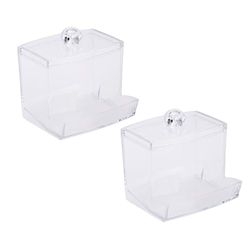RORPOIR 2pezzi Dispenser Per Bastoncini Di Cotone Porta Bastoncini Di Cotone Con Coperchio Contenitori Trasparenti Per Conservazione Porta Cosmetici