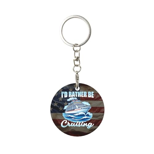 I'D Rather Be Cruising Classic Round Metal Keychain Aluminum Key