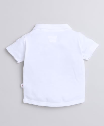 Image of BUMZEE boys Regular Fit Half Sleeves Collar Neck Cotton Shirt & Short Set With Bow Suspender & Cap