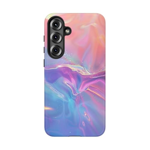 Coque Samsung S25 Plus rigide brillante design abstrait dégradé holographique