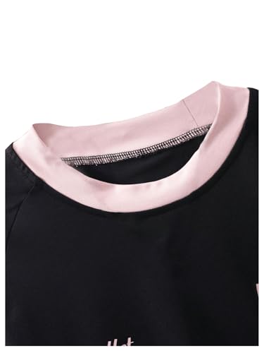 SweatyRocks Girl's Number Print Bow Graphic T Shirt Round Neck Long Sleeve Casual Tee Tops3