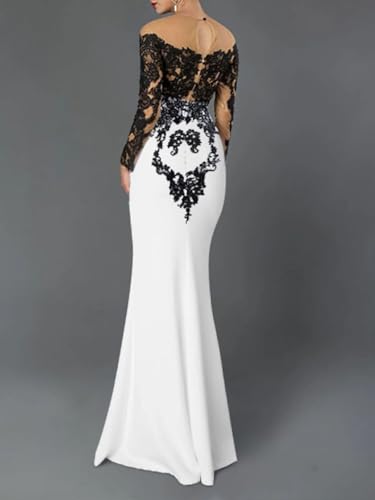 Mermaid/Trumpet Elegant Evening Dress Wedding Guest Dress Jewel Neck 3/4 Length Sleeve Floor Length Appliques 20243