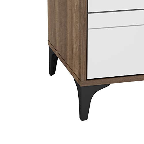 Galano Laury Nightstand - Nightstands With 2 Drawers - Bedside Tables For Bedroom - Small End Table - Sofa Side Table - Drawer Glides - Easy Assembly - Royal Walnut #TOP5