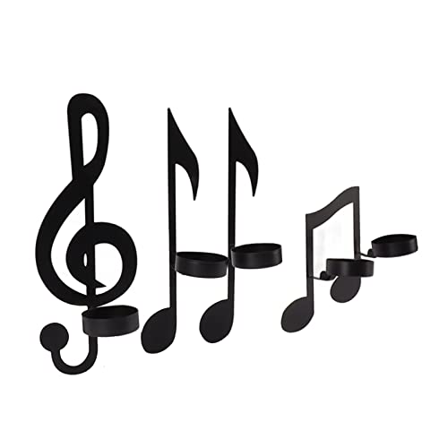 Juego de 4 candelabros de pared con símbolos musicales,