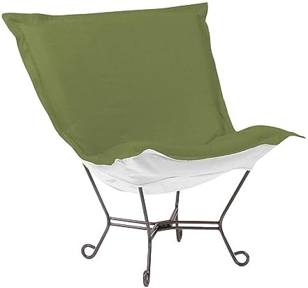Howard Elliott Collection Scroll Puff Rocker Chair with Cover, Multipurpose Butterfly Seating with Titanium Frame, Portable Indoor & Outdoor Patio Lounge Chair for Camping, Home & Dorm, Seascape Moss