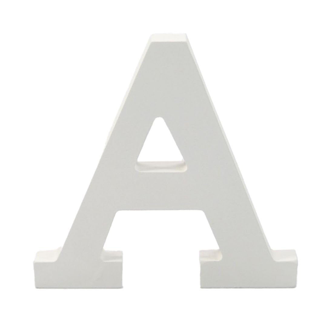 6 Inch White Decorative Wooden Letters and Numbers (A)