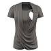 Savi Mom Cross-Over Draped Maternity & Nursing/ Breastfeeding Pullover Shirt Top w/Cami Criss Cross (Medium, Charcoal Gray)