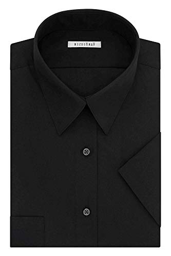 Van Heusen Camisa social masculina de manga curta com ajuste grande popelina lisa (grande e alta), P