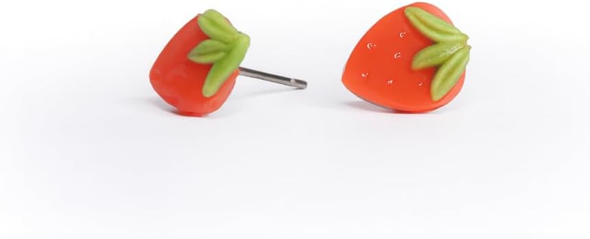 Strawberry Earrings | Red berry studs, perfect summer gift for her