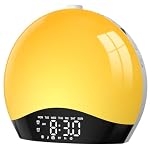 LIORQUE Sunrise Alarm Clock Wake Up Light Clock with Sunrise/Sunset Simulation, 8 Colors Atmosphere Lamp, 22 Natural Sounds, Dual Alarms, Snooze and FM Radio, Light Up Alarm Clock Bedside