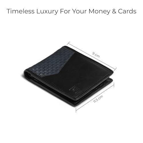 Image of EUME Nova Wallet for Men, Charcoal Blue | Slim Bifold Premium Vegan Leather | 6 Card Slots, 2 Compartments, 2 Slip Pockets | Stylish & Durable Men Wallet | Perfect for Everyday Use