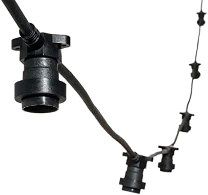MU Girlandy Światła Zewnętrzne 10 metrów 10 Oprawka do lampy LED E27 Czarny Wodoodporny Kabel Wysuwany Do 1000 W IP54 Zewnętrzny Ogród Ślub [Klasa efektywności energetycznej: A]