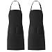 Xornis 2 Pack Adjustable Bib Apron with 2 Pockets Cooking Kitchen Restaurant Bar Apron Chef Apron Unisex Aprons for Women Men, Black Polyester