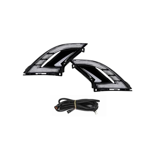 GOXJBQUP Car LED Daytime Running Lights DRL Compatible For 2023 2024 White Yellow Headlights Dynamic Turn Signal Fog Lamp Accessories