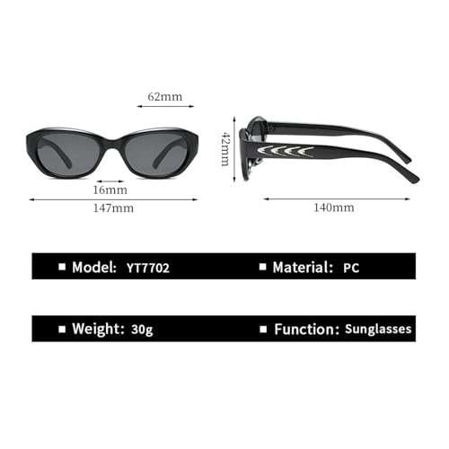 willochra Trend Narrow Cat Eye Sunglasses for Women Fashion Small Oval Sun Glasses Black punk Rivets Shades UV400 F274